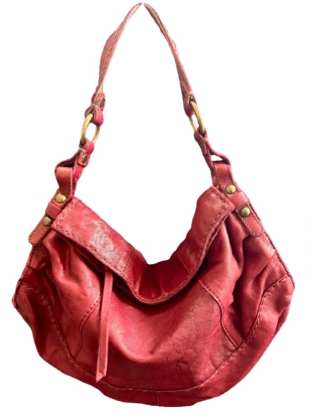 Lucky Brand Vintage Deadstock Italian Lamb Leather Metro Hobo Bag-(Red) Like New